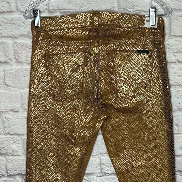 Hudson Jeans Nico Snake Embossed Gold Metallic Skinny Jeans - Picture 7 of 16